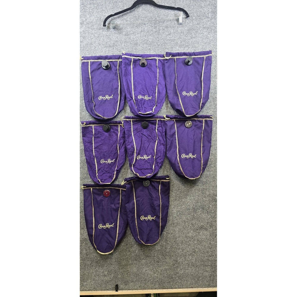 Crown Royal Purple Fabric Drawstring Bags Lot 11 Gold Trim Embroidered Logo
